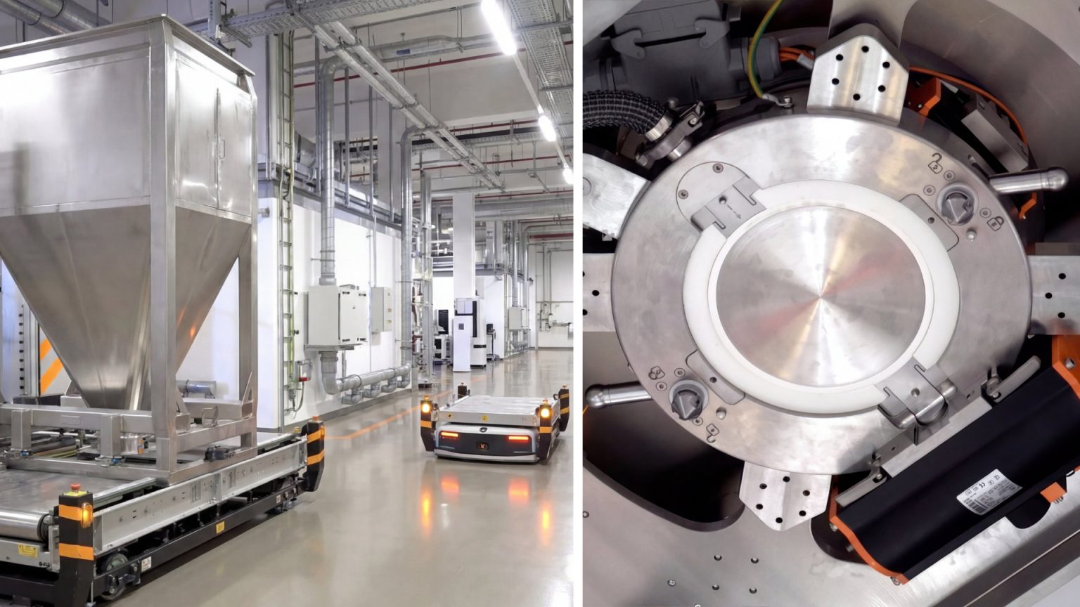 Automatisierter Pulvertransfer mittels ASBV DN250-klappe in einer Batterie-fabrik